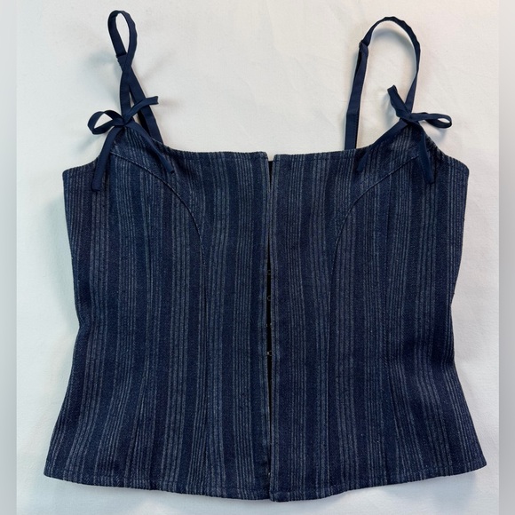 Revolve Lioness Denim Pin Striped Corset Size Small NWT - Picture 3 of 14